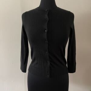 J.Crew Collection Italian Cashmere Cardigan Womens Small Black Button J7505 Flaw